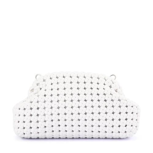 Everly Hand Woven Clutch - White